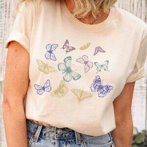 Butterflies T-shirt, Aesthetic Butterfly Graphic Tee Shirt